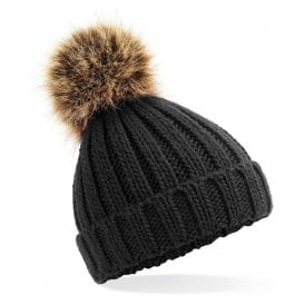 Beechfield Infant/Junior Fur Pom Pom Chunky Beanie