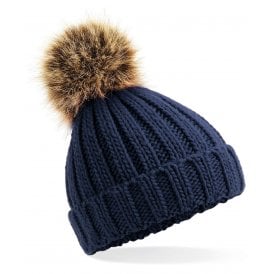 Beechfield Infant/Junior Fur Pom Pom Chunky Beanie