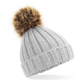 Beechfield Infant/Junior Fur Pom Pom Chunky Beanie