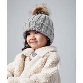 Beechfield Infant/Junior Fur Pom Pom Chunky Beanie