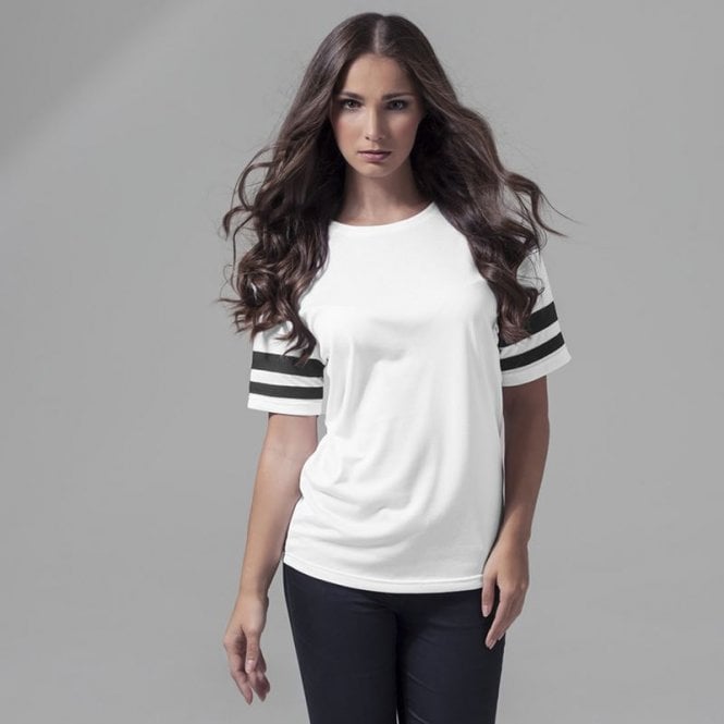 Build Your Brand Women's mesh stripe tee