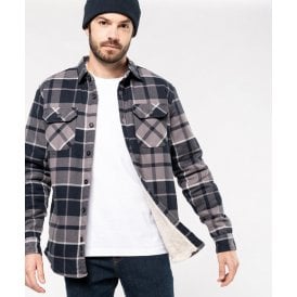 Kariban Sherpa-lined Checked Shirt Jacket