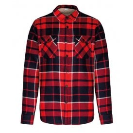 Kariban Sherpa-lined Checked Shirt Jacket