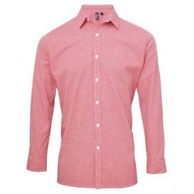 Premier Microcheck (Gingham) Long Sleeve Cotton Shirt