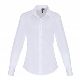 Premier Women's Stretch Fit Cotton Poplin Long Sleeve Blouse