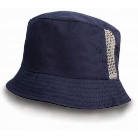 Result Deluxe Washed Cotton Bucket Hat with Side Mesh Panels